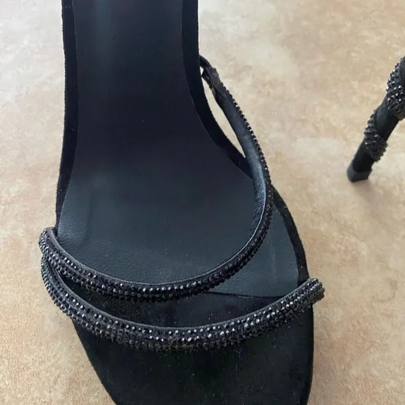 Rene Caovilla Black Crystal Margot Snake Wrap Heels EU Size 40 US Size 9 - Picture 7 of 16